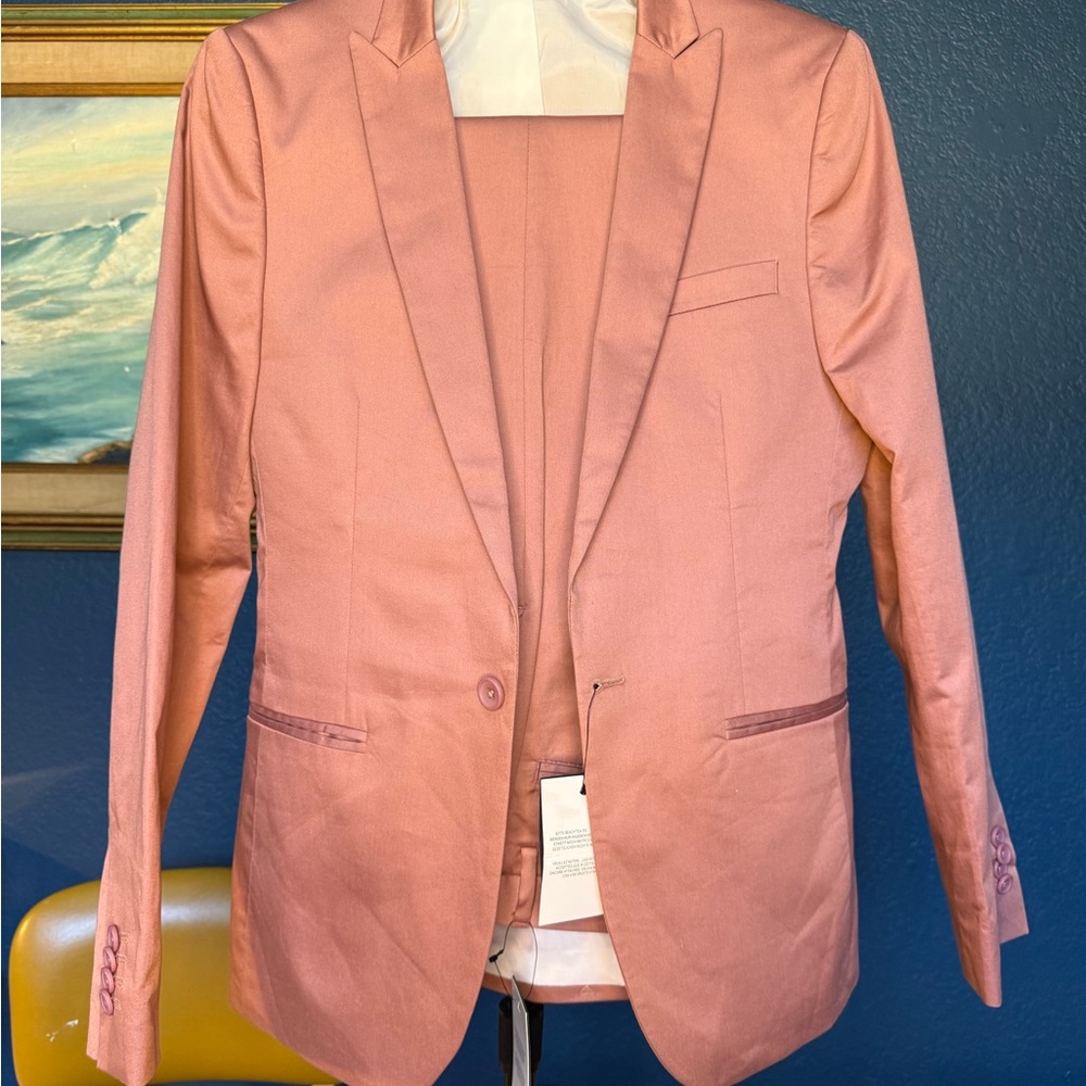 ASOS Dusty Pink Cotton Suit Jacket and Pants